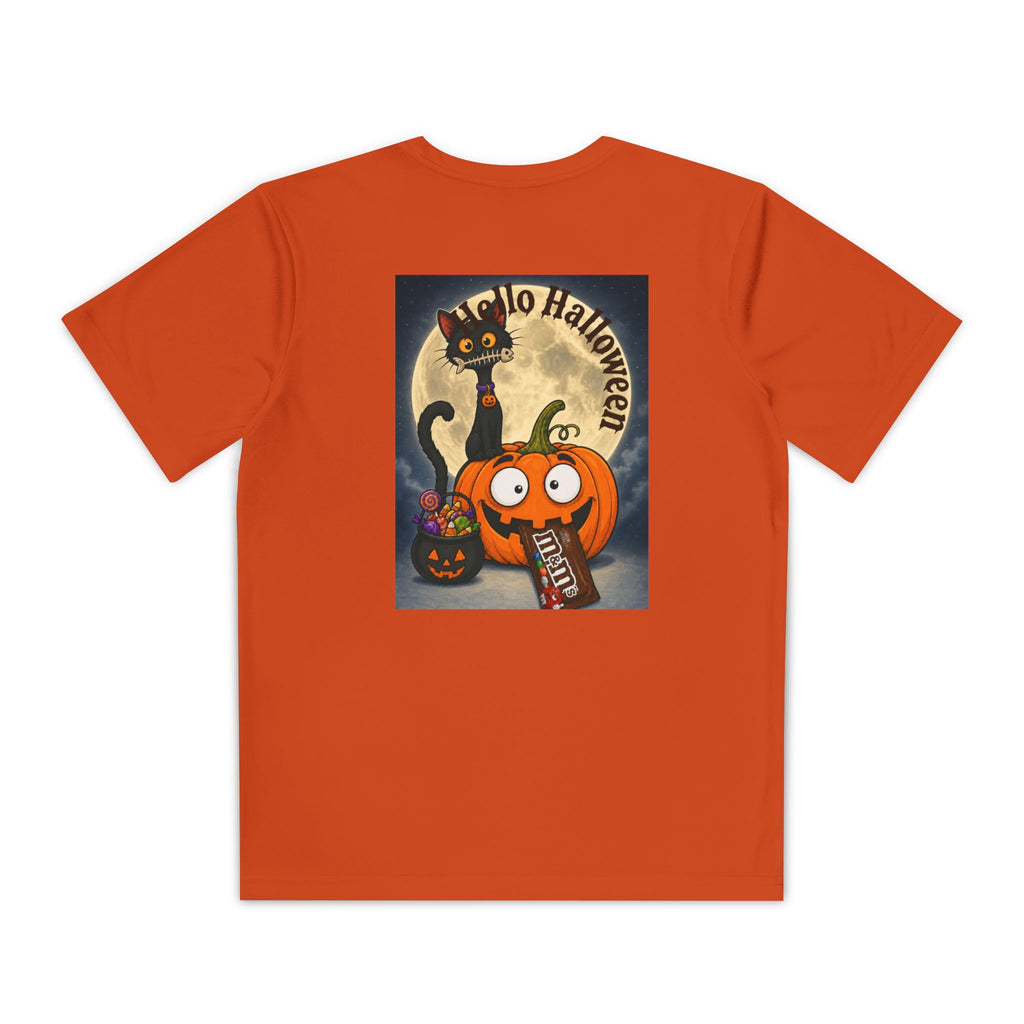 Kids Halloween Trick or Treat T-Shirt — Cute Pumpkin, Ghost & Black Cat Design