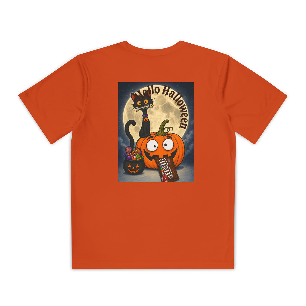 Kids Halloween Trick or Treat T-Shirt — Cute Pumpkin, Ghost & Black Cat Design