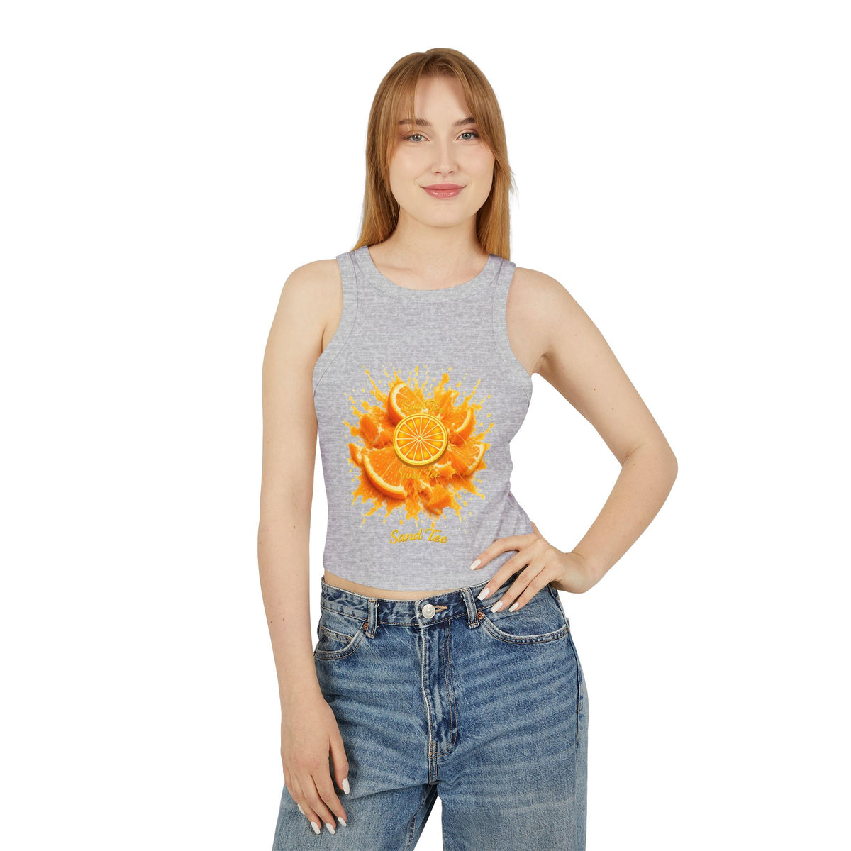 Orange Slice Splash Racer Tank Top | Citrus Fruit Graphic