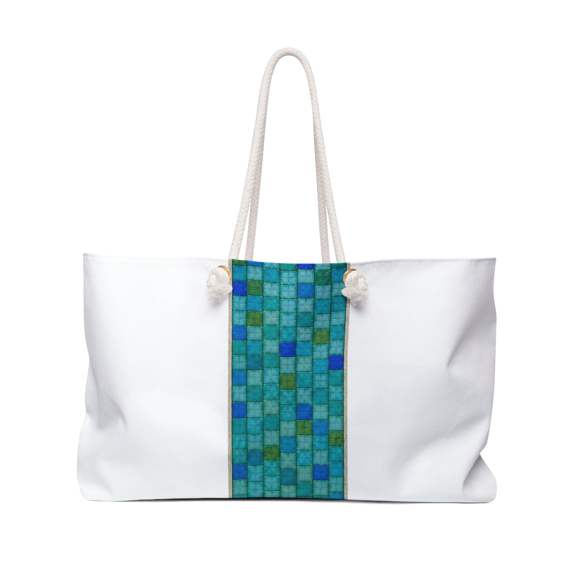 Blue Mosaic Weekender Bag – Nautical Tile Travel Tote