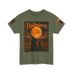 Halloween Graphic Tee — "It's Halloween" Witch & Cat Moon Design