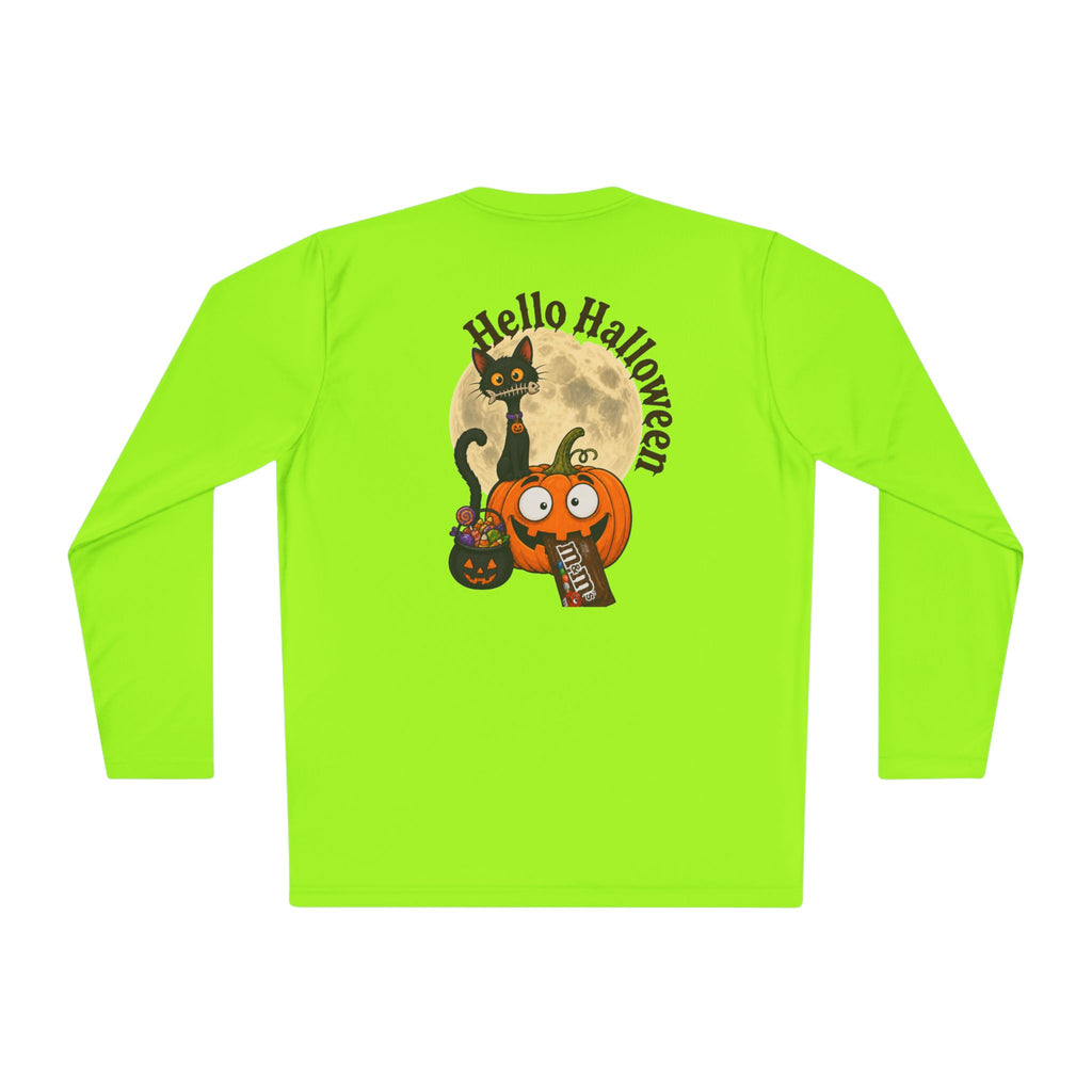 Halloween Pumpkin & Black Cat Long Sleeve Tee — "Trick or Treat / Hello Halloween"