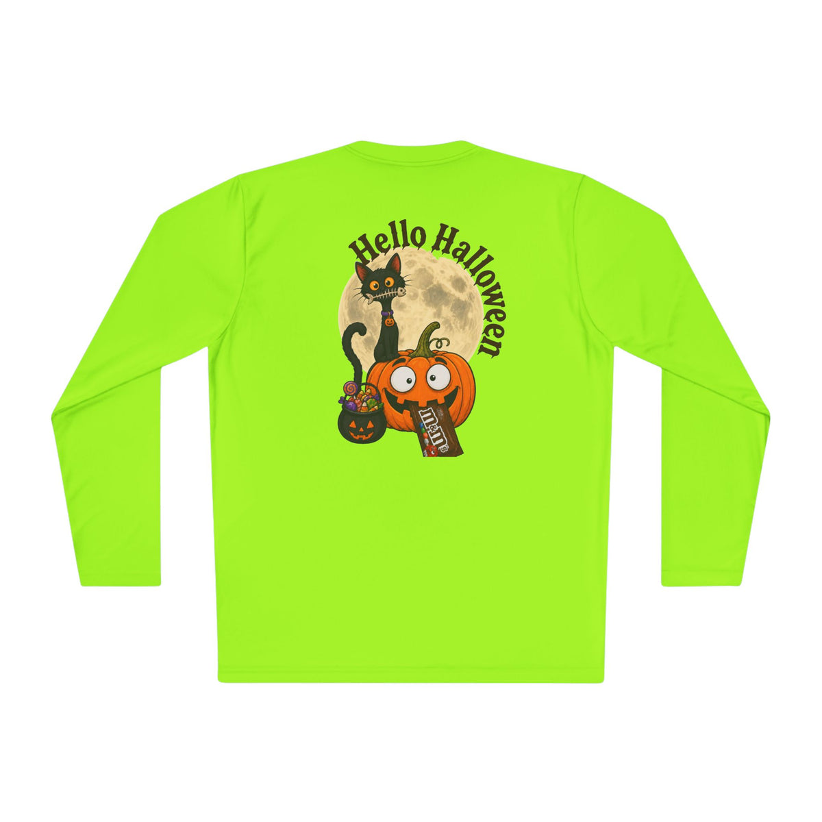 Halloween Pumpkin & Black Cat Long Sleeve Tee — "Trick or Treat / Hello Halloween"