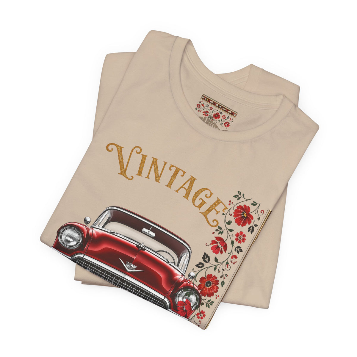 Vintage Classic Car Floral Graphic T-Shirt