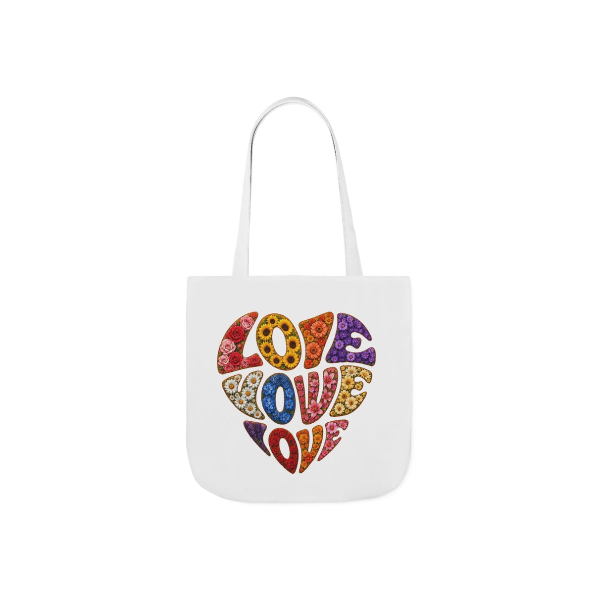 Love Heart Canvas Tote Bag — Colorful Retro ‘LOVE’ Design