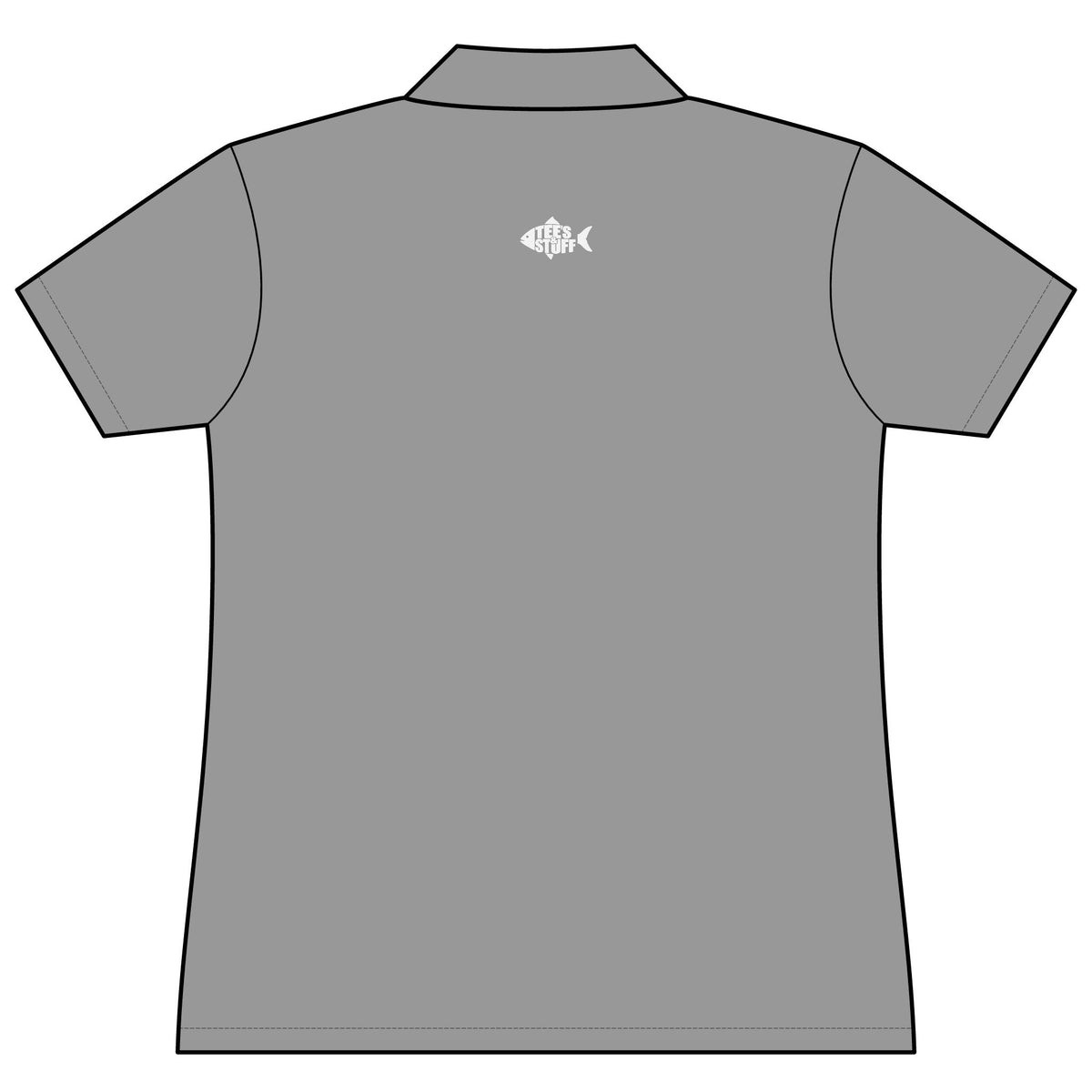 Tees & Stuff Women's Performance Polo — Small Back Fish Logo