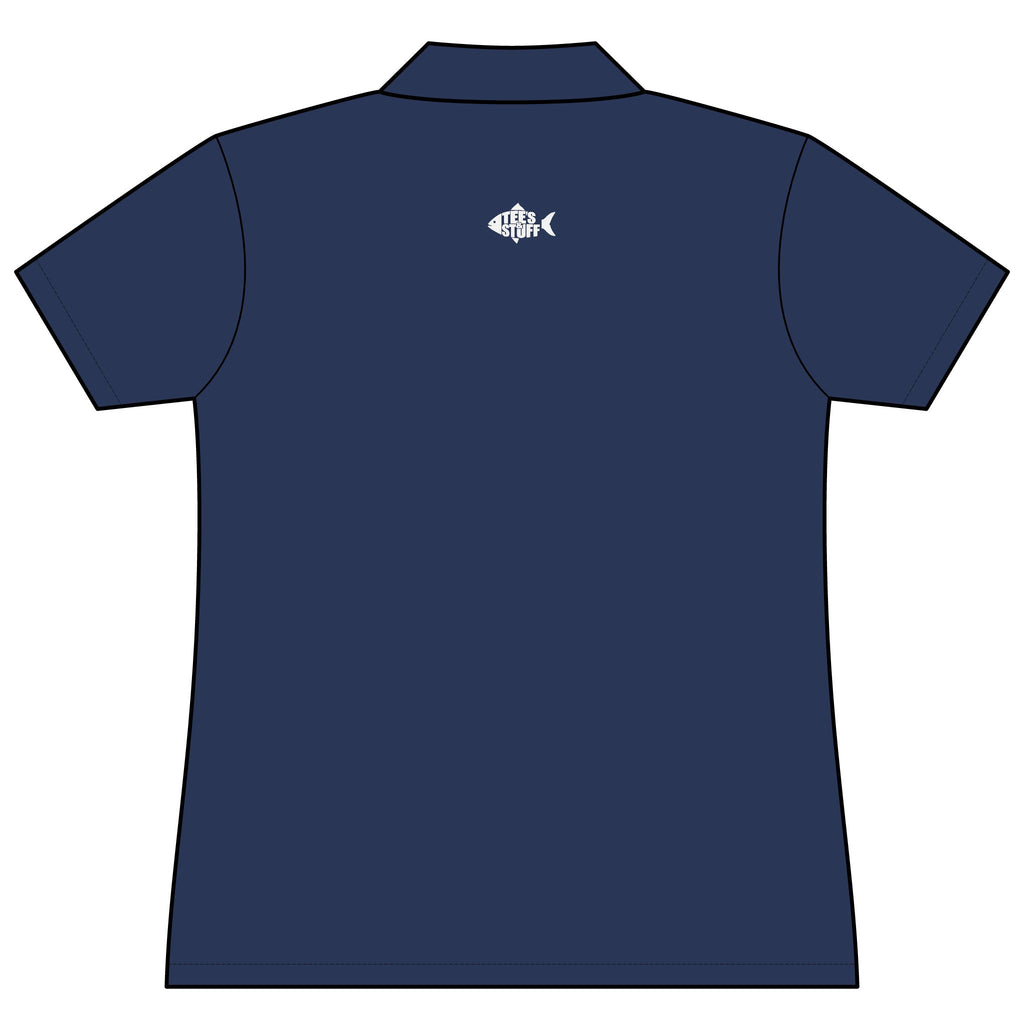 Tees & Stuff Women's Performance Polo — Small Back Fish Logo