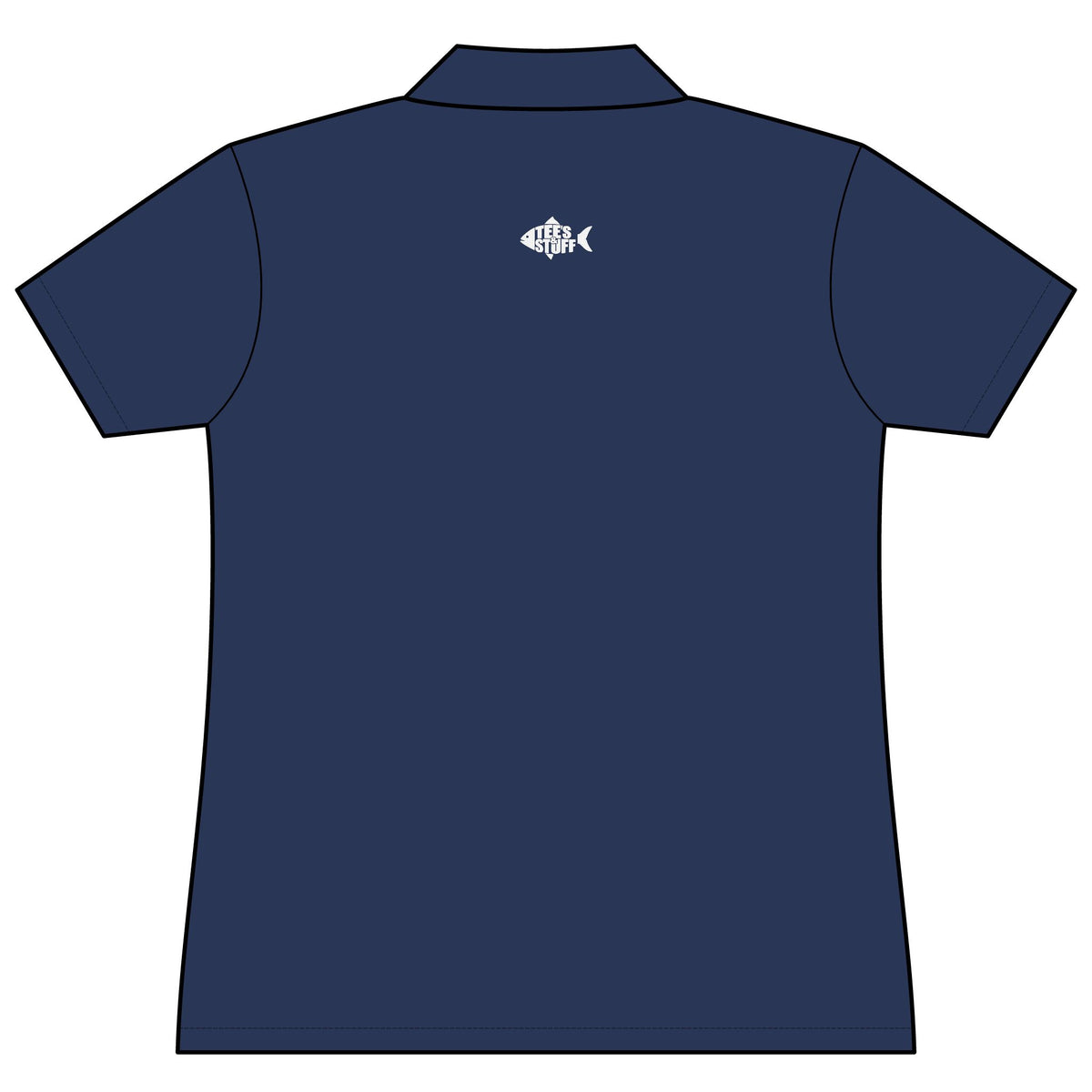 Tees & Stuff Women's Performance Polo — Small Back Fish Logo