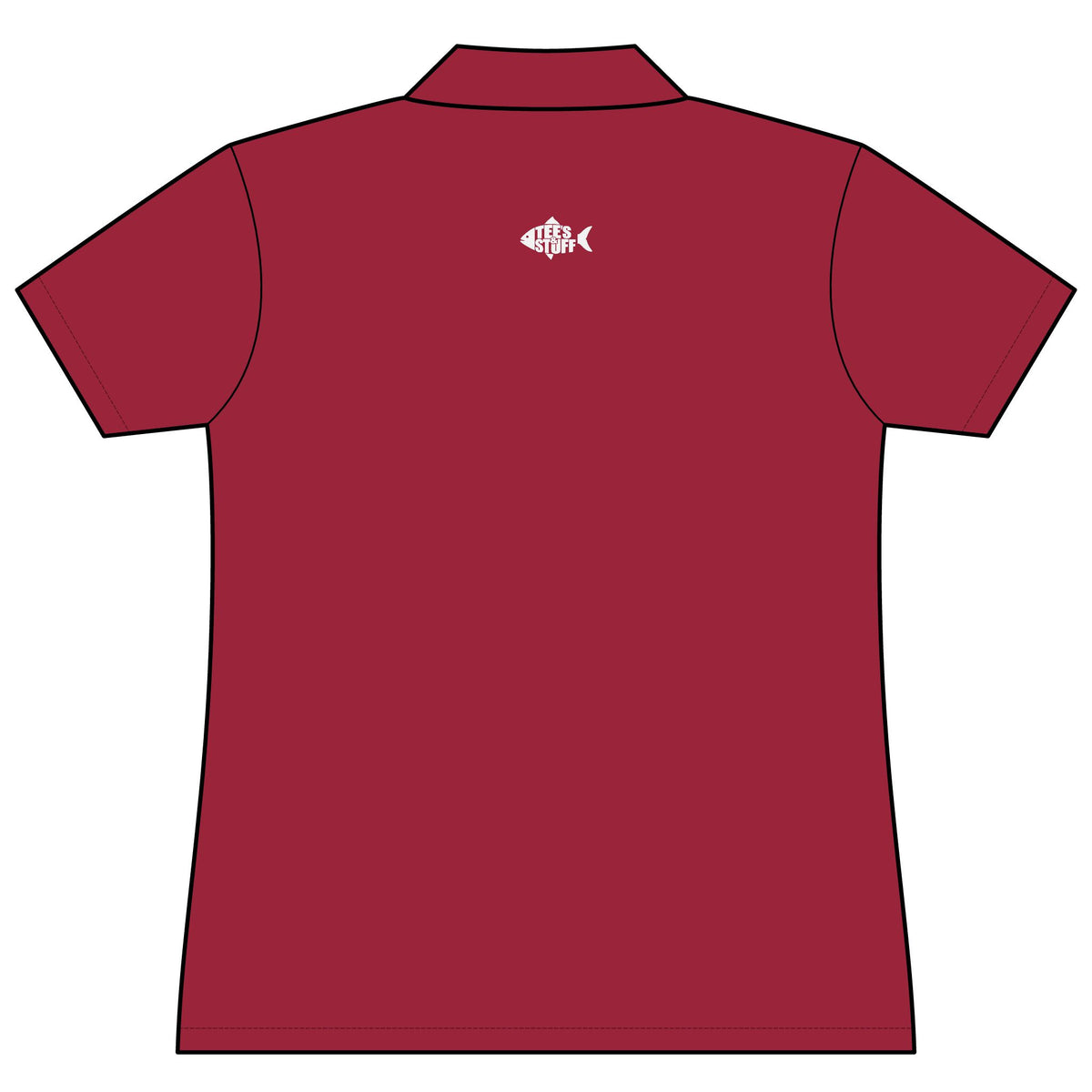 Tees & Stuff Women's Performance Polo — Small Back Fish Logo
