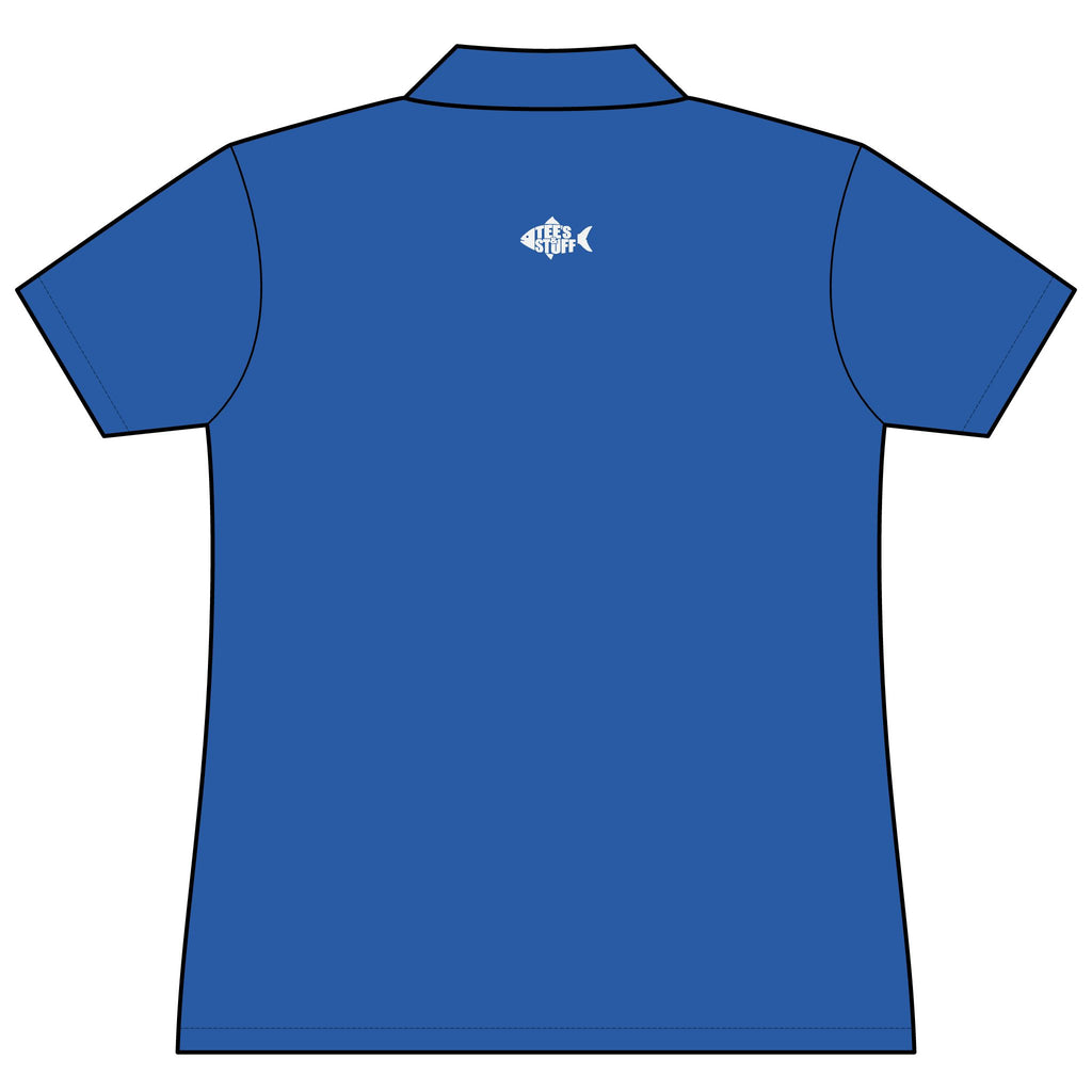 Tees & Stuff Women's Performance Polo — Small Back Fish Logo