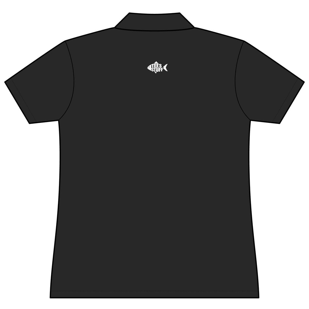 Tees & Stuff Women's Performance Polo — Small Back Fish Logo