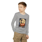 Kids' Halloween Long Sleeve Tee — 'Trick or Treat' Black Cat & Pumpkin Design
