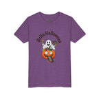 Youth Halloween Tee - "Hello Halloween" Ghost & Pumpkin Trick-or-Treat Shirt