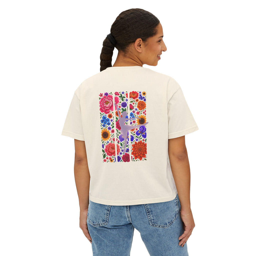 Floral Ballet Dancer Tee | Boxy Crop Shirt