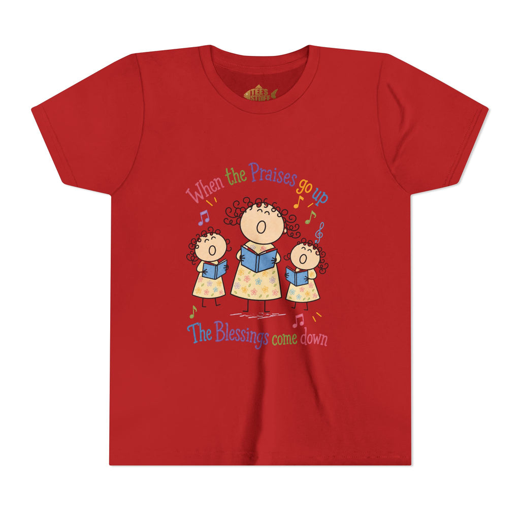 Youth Tee - 'When the Praises Go Up, The Blessings Come Down' Kids Choir Graphic