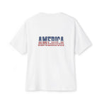 American Flag Poppy Tee Shirt -Unisex Oversized Boxy Tee