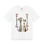 Gingham Dog & Calico Cat Tee — Plaid Pet Illustration T-Shirt